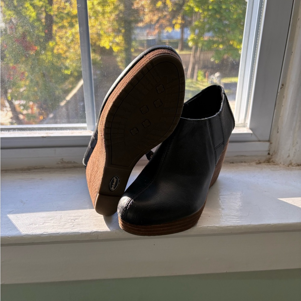 Dr. Scholl's Black Ankle Booties with Brown Sole